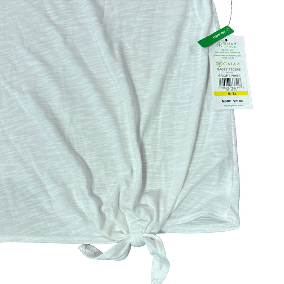 Gaiam Girls Bright White Tie Tee Relaxed Fit Women's Medium (8) NWT - Picture 5 of 13